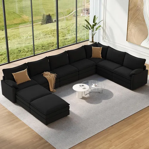 Miniatura 20 de Vesgantti 2 Piece Loveseat & 3 Seater Sofa Set, Modular Cloud Couch, Beige