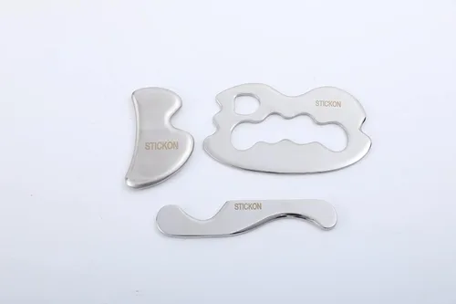 Miniatura 2 de STICKON Juego de herramientas de masaje de acero inoxidable 3 en 1, kit de herramientas de masaje de raspado y herramienta IASTM para terapia