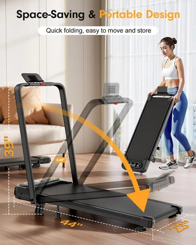 Miniatura 7 de Caminadora Trisomy con 10% de inclinación, caminadora de 3.5 HP de bajo ruido con barra de asa, cintas de correr portátiles Trisomy 4 en 1