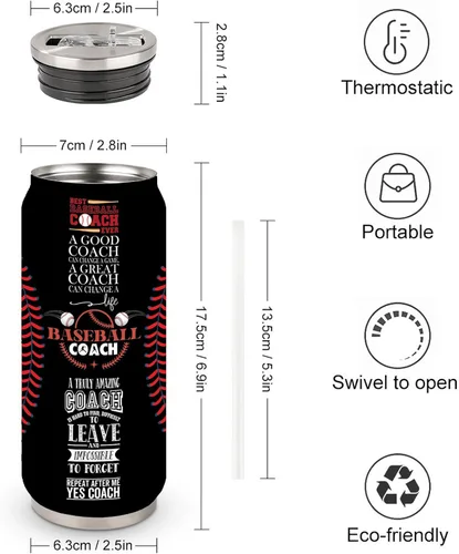Miniatura 3 de Vaso de viaje de acero inoxidable para entrenador de béisbol de 17 onzas, 500ml/17oz