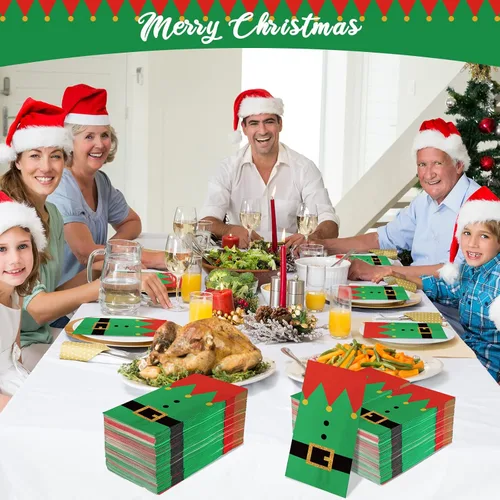 Miniatura 6 de 200 Pcs Christmas Napkins Disposable Paper Xmas Disposable Guest Towels Merry Christmas Dinner Napkins Design for Winter Holiday Party Supplies