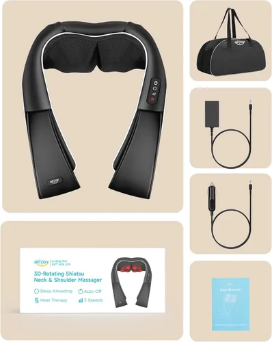 Miniatura 8 de ALLJOY Masajeador de cuello para aliviar el dolor de tejido profundo con calor, HSA 3D masajeador Shiatsu de cuello y espalda para hombro, cuerpo