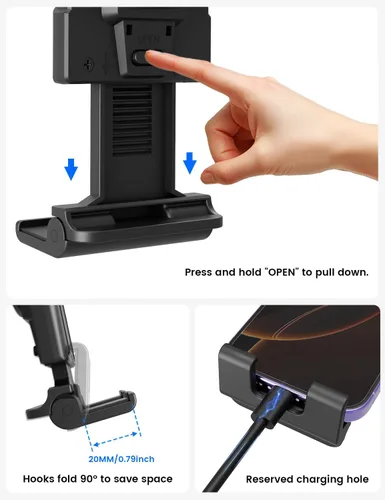 Miniatura 8 de OHLPRO Soporte para tablet para tablero de automóvil y parabrisas, soporte para iPad con ventosa, rotación de 360°, soporte retráctil ajustable