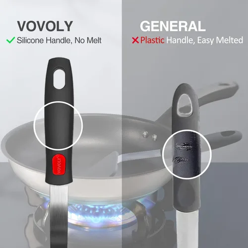 Miniatura 6 de Espátula volteadora de silicona para panqueques con mango alargado, espátulas de cocina resistentes al calor para utensilios de cocina Gris profundo