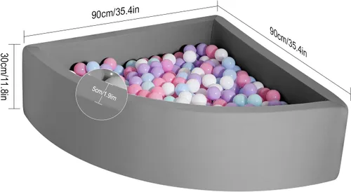 Miniatura 2 de TRENDBOX Bola Pit Memory Foam Pit Soft Pool Fan-Shape Soft Equipment para niños pequeños - Gris oscuro (bolas no incluidas)
