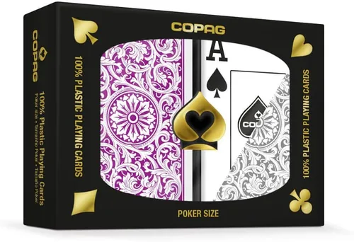Copag 1546 Diseño 100% Plástico Cartas de Juego, Tamaño Póker (Estándar) Índice Jumbo Color Púrpura/Gris (1 Juego)