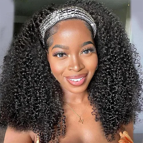 Miniatura 28 de Punmasa Peluca de cabello humano con diadema de onda profunda 99J de cabello humano para mujer, sin pegamento, sin encaje frontal, hecha a máquina