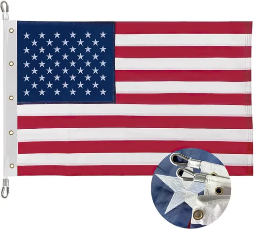 Miniatura 11 de Bandera estadounidense de barco de 12 x 18 pulgadas, estrellas bordadas, rayas cosidas, banderas de barco con 2 ojales de latón, bandera de Estados