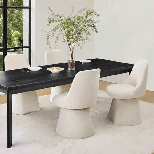 Miniatura 20 de KISLOT Juego de 4 sillas de comedor giratorias, tapizadas de mediados de siglo con respaldo alto, sillas de cocina de tela de lino para comedor, Una