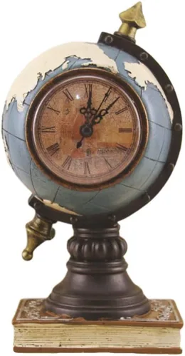EXCEART Reloj de mesa con forma de globo, decoración de escritorio, retro, vintage, adorno creativo de escritorio para oficina en casa, 9.44 x 4.72
