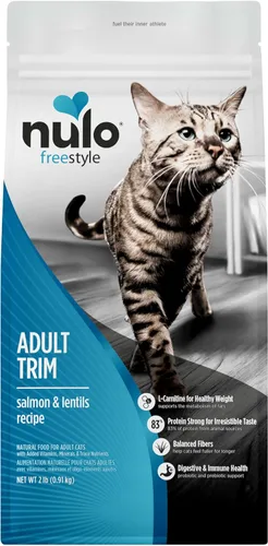Nulo Freestyle Alimento para Gatos Trim Alto en Proteínas, Receta de Salmón y Lentejas - Alimento Seco Natural para Gatos Sin Granos para Control de