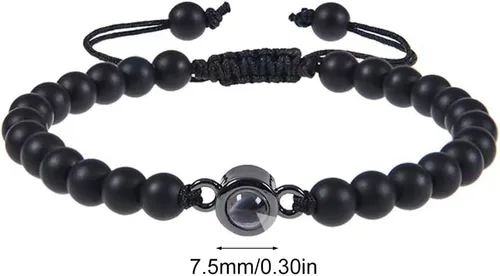 Miniatura 3 de Elegante pulsera de proyección de cristales que muestra I Loves You en 100 idiomas, gran regalo para amantes y parejas de uso diario