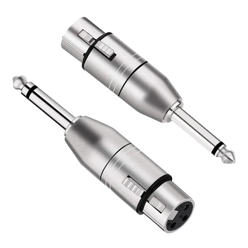 Tisino XLR hembra a 1/4 "TS Mono Adaptador, adaptador XLR hembra desequilibrado a un cuarto de pulgada 0.250 in macho - 2 unidades XLRF a 1/4" TS