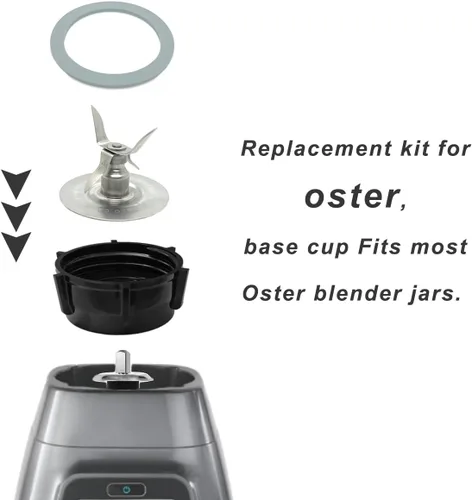 Miniatura 5 de Para Oster Blender Piezas de Repuesto Blender Cuchilla de Trituradora de Hielo con Tapa Base Tarro Acoplamiento Perno Eslingor Pin y 2 Junta