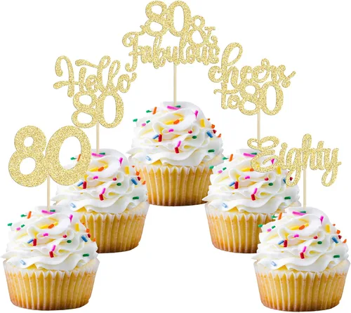 Miniatura 39 de 30 piezas Adornos para pastel de cumpleaños de 6 años, seis brillos, hola 6, púas para cupcakes, felicitaciones a los 6 años, decoraciones