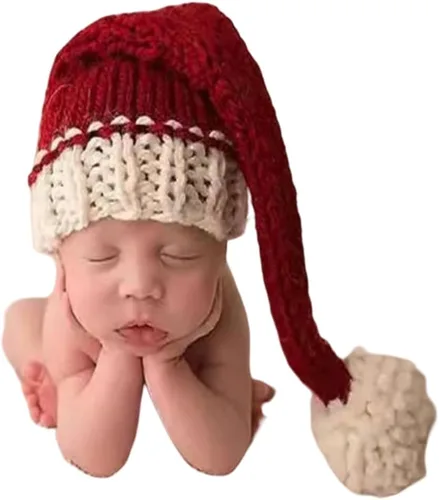 Miniatura 21 de Ropa de Navidad para recién nacido, accesorios para sesión de fotos, ropa de ganchillo, pantalones de sombrero rojo de Papá Noel, accesorios