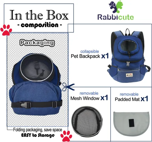 Miniatura 5 de Mochila transportadora para perros y mascotas, ajustable, transpirable, diseño extraíble, para cachorros, gatos, perros pequeños, gatos, bolsa