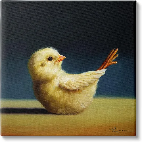 Miniatura 10 de Stupell Industries Lienzo decorativo para pared con diseño de pollitos de yoga y animales de granja, diseño de Lucia Heffernan, 17 x 17 pulgadas
