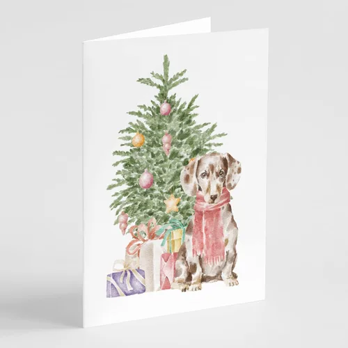 Miniatura 44 de Caroline's Treasures CK8213GCA7P Bulldog, Bulldog Inglés #2 - Tarjetas de felicitación y sobres de árbol de Navidad, paquete de 8 tarjetas en blanco