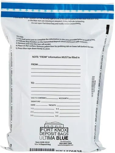 Miniatura 9 de BankSupplies Ultima - Bolsas de seguridad a prueba de manipulaciones azules – 9 x 12 pulgadas – Bolsas de seguridad blancas opacas – Cierre