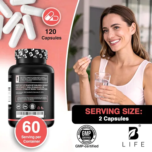 Miniatura 7 de B Life Company Suplemento DIM 400 mg con Myo & D-Chiro Inositol, Dong Quai - Equilibrio Hormonal para Mujeres - Suplementos de fertilidad