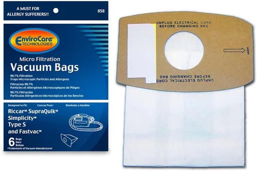 EnviroCare Bolsas de polvo de repuesto para aspiradora de microfiltración hechas para adaptarse a Riccar SupraQuik y Simplicity Type S y Fastvac 6