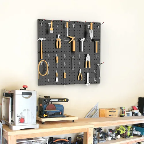 Miniatura 7 de TORACK Organizador de Pared de Tablero Perforado de Metal 24" x 24" o 12" x 48", 70 PIEZAS Tablero Perforado de Almacenamiento de Herramientas