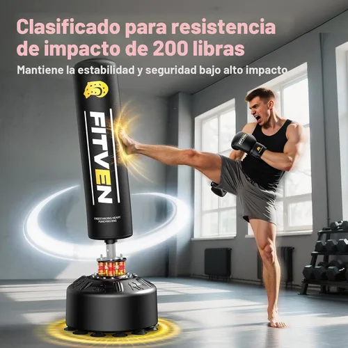 Miniatura 2 de FITVEN - Bolsa de boxeo independiente con guantes de boxeo, bolsa de boxeo pesada con base de ventosa - Bolsa de kickboxing para hombres