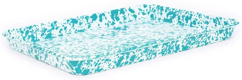 Miniatura 5 de Sartén para Brazo de Gitano Enamelware, 16.25 x 12.5 pulgadas, Salpicado Negro/Blanco