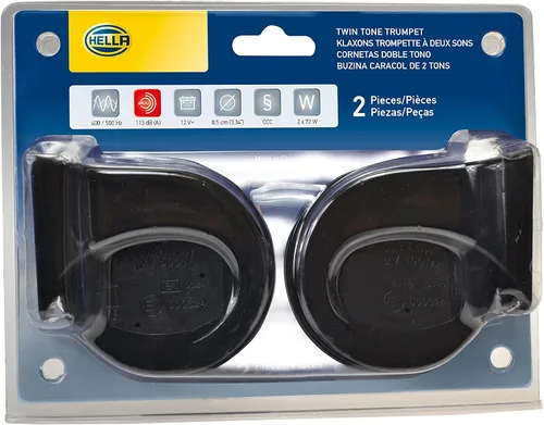 Miniatura 5 de HELLA 012010971 Kit de Bocina de Trompeta Negra de 12V (Ajuste Universal - Paquete Blíster)
