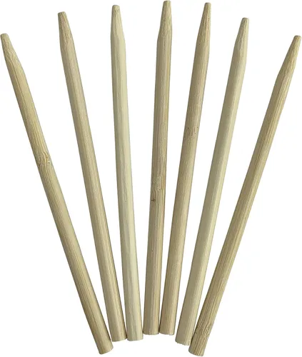 Miniatura 2 de KingSeal - 100 pinchos de madera de bambú natural de manzana, palitos de 5.5 pulgadas x 0.256 in de diámetro, punto romo para seguridad, paquete al