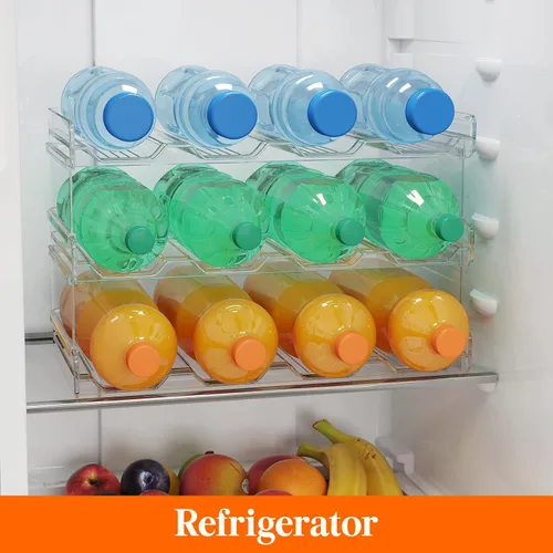 Miniatura 8 de Lifewit Organizador apilable de botellas de agua para gabinete, soporte de plástico para botellas y vasos de hasta 3.8 pulgadas de diámetro