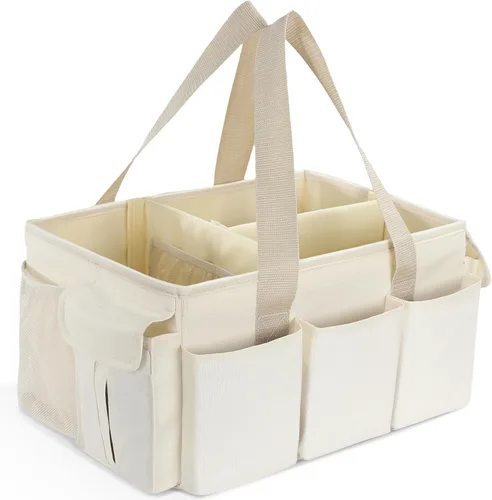 YOHOOLYO Organizador de Caddy de Pañales para Bebé, Cesta de Almacenamiento Portátil Grande para Artículos Esenciales de Recién Nacidos,