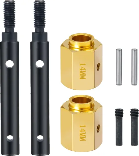 Miniatura 7 de MORLORDY Juego de adaptadores hexagonales de latón con eje de transmisión de portal RC de 0.551 in para actualizaciones TRX4 de escala 1/10