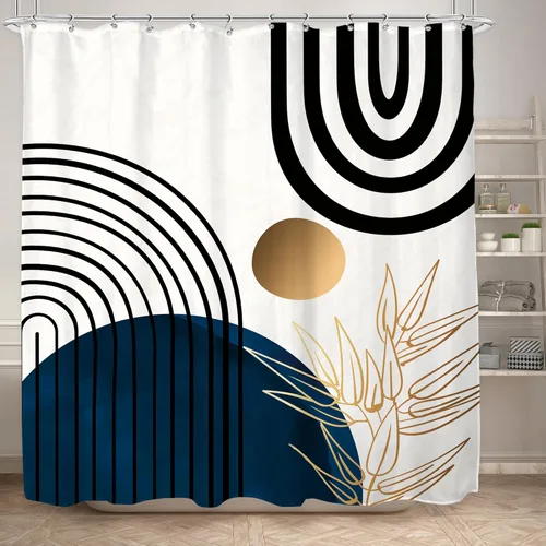 Miniatura 10 de KOMLLEX Cortina de ducha abstracta bohemia para decoración de baño, 60 pulgadas de ancho x 72 pulgadas de alto, cortina de ducha verde, hojas
