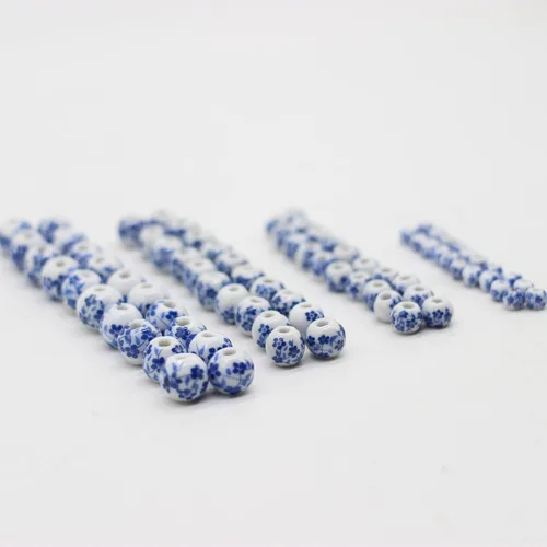 Miniatura 7 de Cuentas redondas de porcelana de cerámica para hacer joyas, tamaños surtidos de 0.236 in, 0.315 in, 0.394 in, 0.472 in, total de 80 cuentas Azul