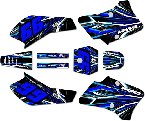 Kit de gráficos para Yamaha TTR 90 (2000-2008) serie Prime Blue 09 mil - Kit de calcomanías gráficas de carreras personalizadas para motocross, sin