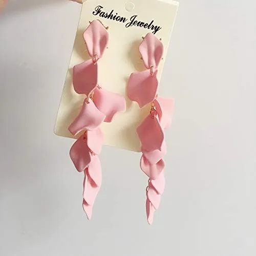 Miniatura 4 de Aretes largos de acrílico con pétalos de rosa, aretes bohemios de resina para regalos de mujer