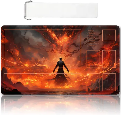 Miniatura 45 de Tapete de juego MTG cosido de alta calidad con zonas y respaldo de goma antideslizante, tapete de juego TCG para MTG y otros juegos de cartas, Dkt