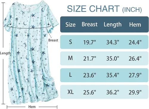 Miniatura 5 de American Trends Camisones para mujer, de algodón, de manga corta, vestido de noche, casual, pijama suave, ropa de dormir