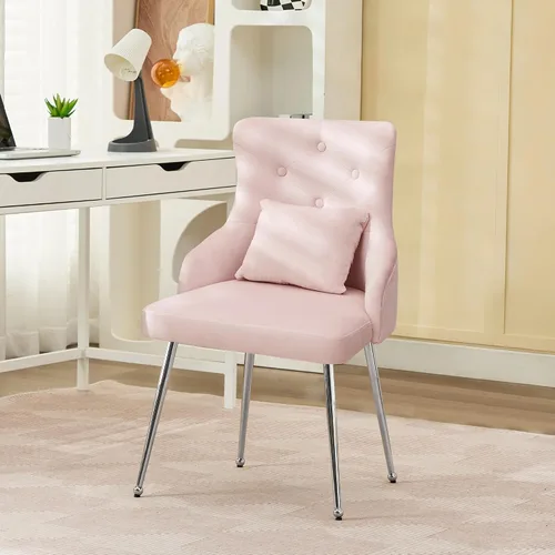 Miniatura 24 de Silla de tocador de terciopelo, silla de comedor tapizada para dormitorio, comedor, sala de maquillaje, silla moderna para sala de estar con patas