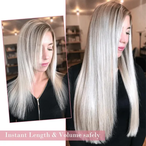 Miniatura 5 de REECHO Extensiones de cabello con pinzas, extensiones de cabello grueso y largo, extensiones de cabello sintético ligero para mujer, 24 pulgadas a