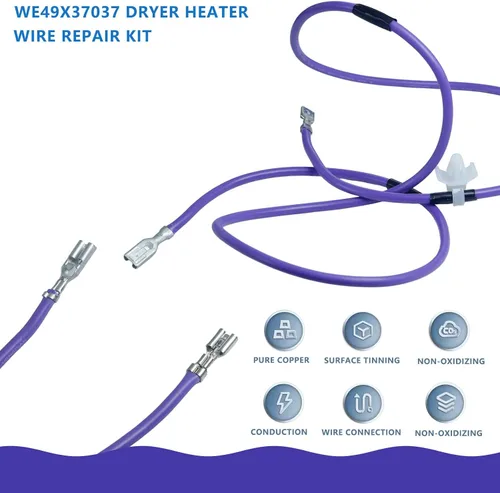 Miniatura 2 de WE49X37037 Kit de reparación de cable de calentador de secadora compatible con secadoras GE y Hotpoint Reemplaza WE49X32946 AP7217217 PS17137283