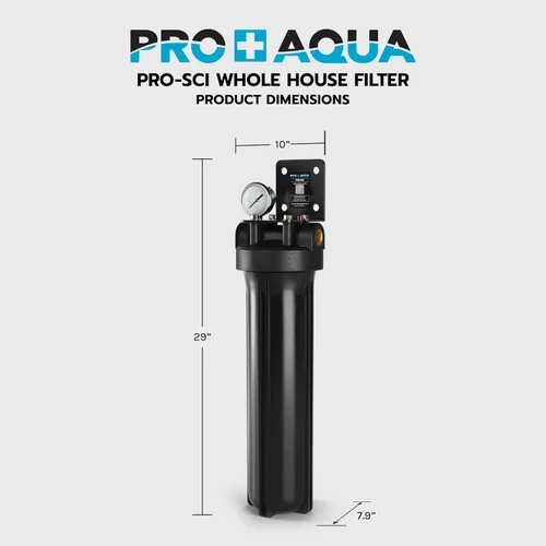 Miniatura 5 de PRO+AQUA PRO-SCI - Sistema de filtro de agua con infusión de carbono de una sola etapa para toda la casa con manómetro Elimina el 99% del cloro