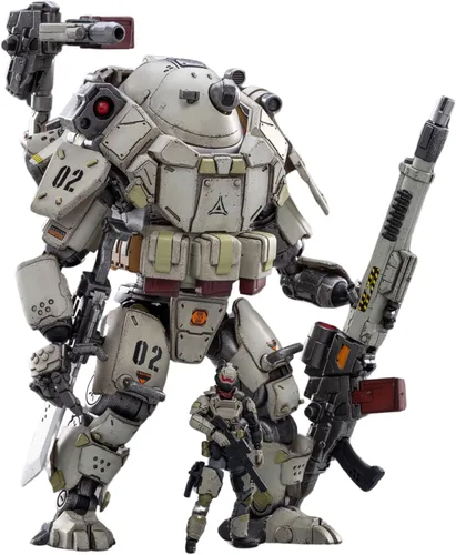 JoyToy 1/25 Figuras de acción de acero blanco hueso Mechina armadura y soldado Colección de figuras de anime modelo militar moderno fuente oscura