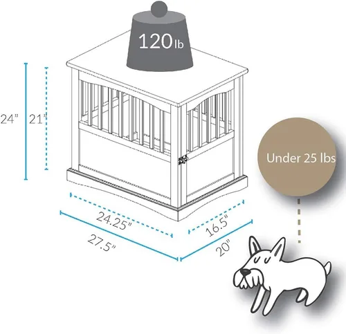 Miniatura 3 de Casual Home - Jaula mediana de madera para mascotas, mesa auxiliar, color nogal, 27.50" x 20.00" x 24.00