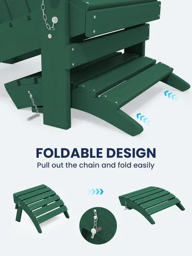 Miniatura 5 de KINGYES Otomana Adirondack plegable para silla Adirondack, color verde