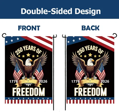 Miniatura 4 de [Juego de 2] Bandera de Estados Unidos de 250 aniversario, 2 unidades, bandera de jardín estadounidense, diseño de águila patriótica de doble cara