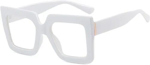 Miniatura 3 de Onrtry - Gafas de luz azul grandes y cuadradas para mujeres y hombres, con marco grueso, para computadora, sin receta, gafas de gran tamaño Marco