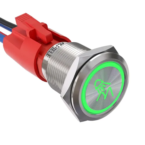 Miniatura 12 de APIELE Interruptor de botón de presión para barra de luz LED, encendido/apagado SPST, acero inoxidable, 10A, 12V, 24VDC, precableado, 19mm, 0.74